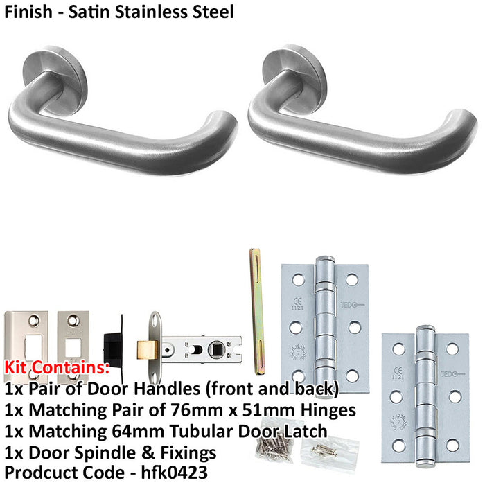 Door Handle Latch Stainless Steel Return Door Lever Round Plain Rose-1