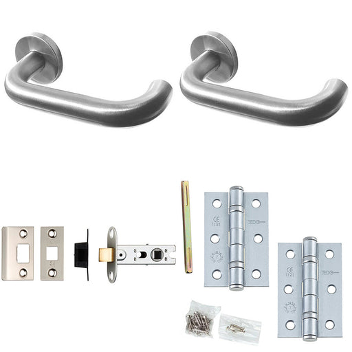 Door Handle Latch Stainless Steel Return Door Lever Round Plain Rose