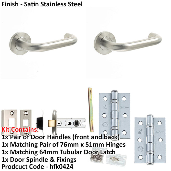 Door Handle Latch Stainless Steel Return Door Lever Round Plain Rose (1)-1