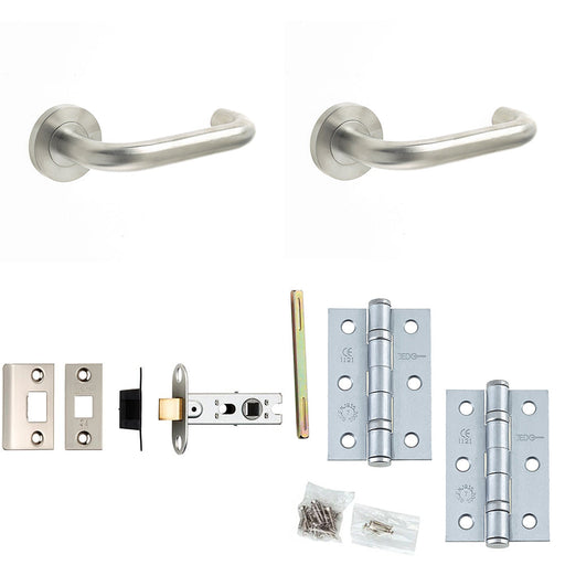 Door Handle Latch Stainless Steel Return Door Lever Round Plain Rose (1)