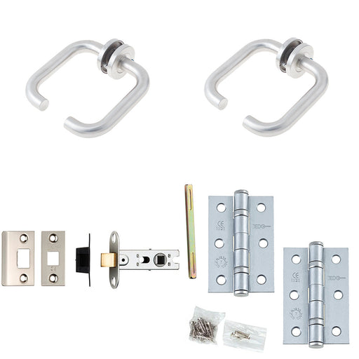 Door Handle Latch Stainless Steel Return Door Lever Round Plain Rose (2)