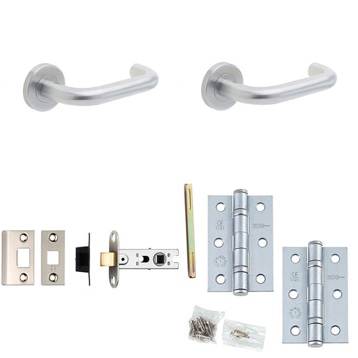 Door Handle Latch Stainless Steel Return Door Lever Round Plain Rose (3)