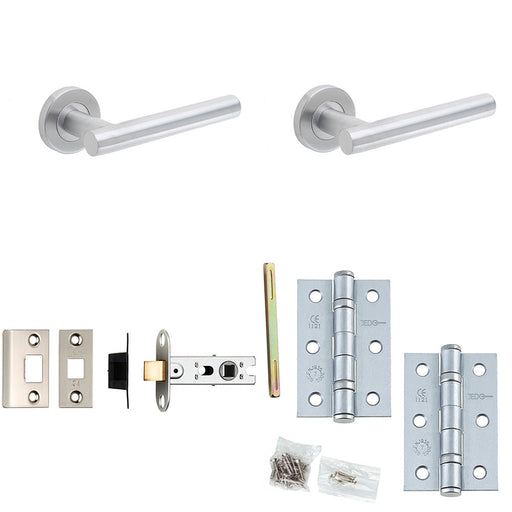 Door Handle Latch Stainless Steel Premium Rounded Lever Round Plain Rose