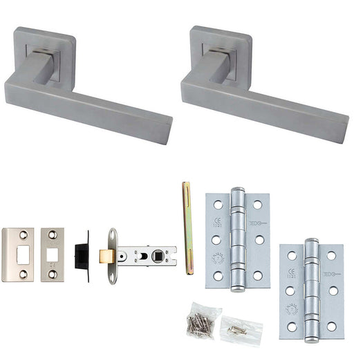 Door Handle Latch Stainless Steel Mitred Lever Square Plain Rose