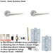 Door Handle Latch Stainless Steel Slim Mitred Lever Round Plain Rose-1