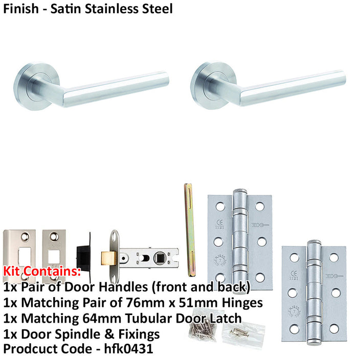 Door Handle Latch Stainless Steel Mitred Premium Rounded Lever Round Plain Rose (1)-1