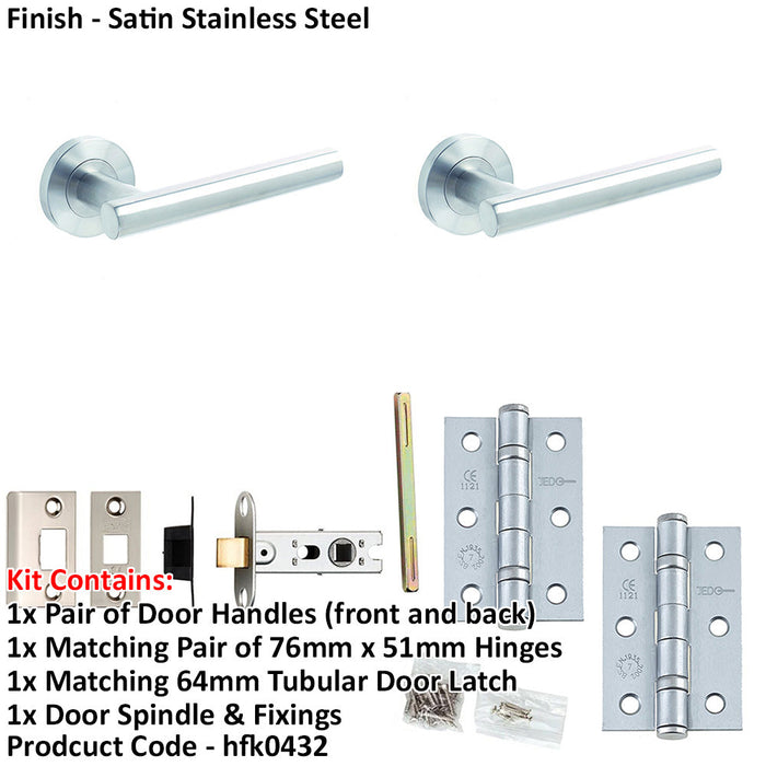 Door Handle Latch Stainless Steel Premium Rounded Lever Round Plain Rose (1)-1