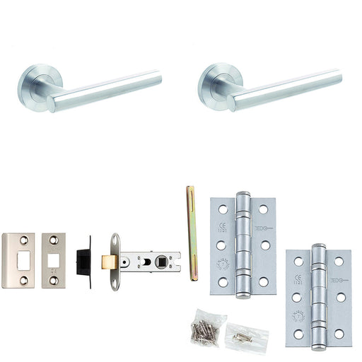 Door Handle Latch Stainless Steel Premium Rounded Lever Round Plain Rose (1)