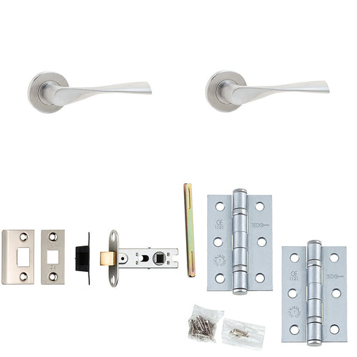 Door Handle Latch Stainless Steel Twisted Lever Round Plain Rose