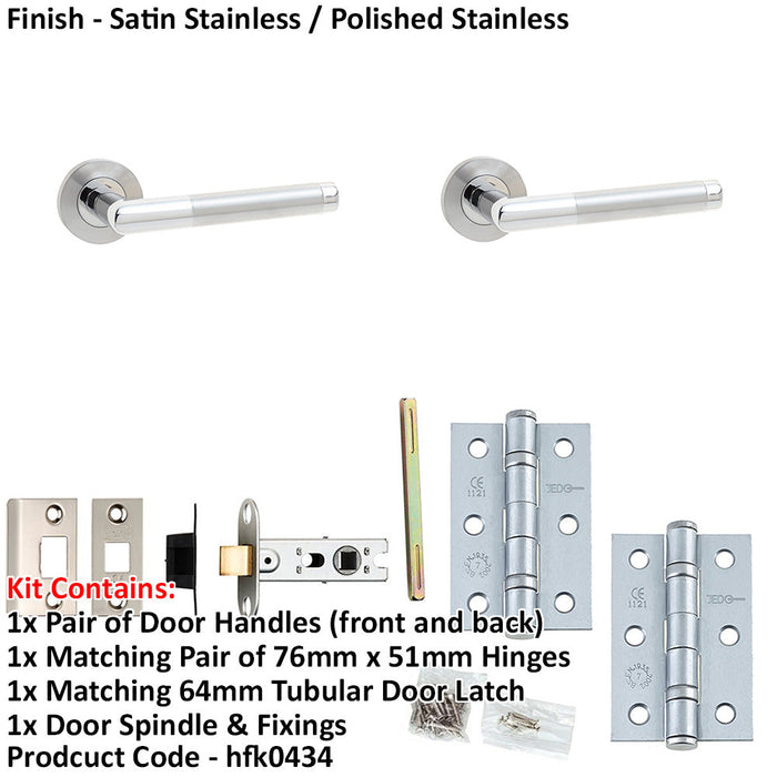 Door Handle Latch Stainless Steel Knurled Premium Rounded Lever Round Plain Rose-1