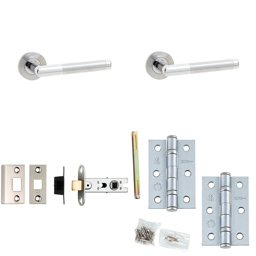 Door Handle Latch Stainless Steel Knurled Premium Rounded Lever Round Plain Rose
