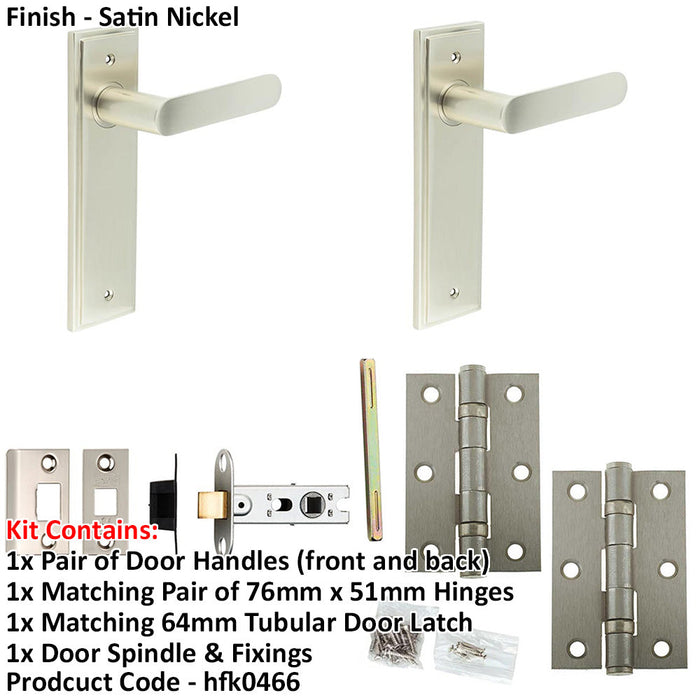 Door Handle Latch Satin Nickel Flat Lever Latch Backplate-1