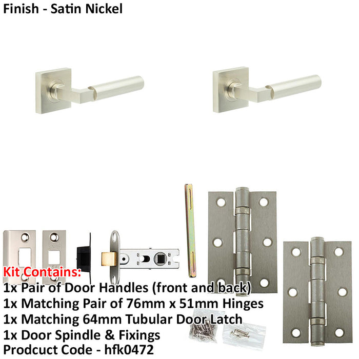 Door Handle Latch Satin Nickel Mitred Premium Rounded Lever Square Plain Rose-1