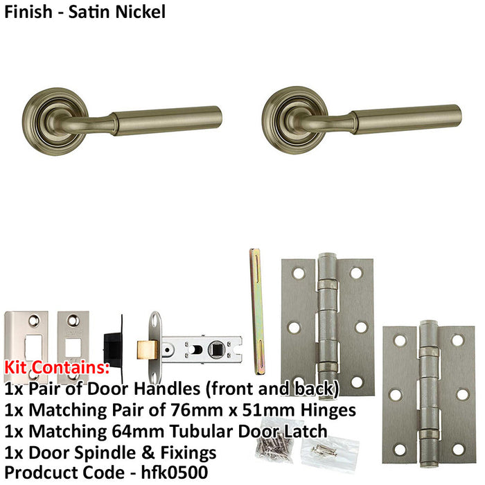 Door Handle Latch Satin Nickel Rounded Premium Rounded Lever Round Recessed Rose-1