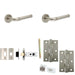 Door Handle Latch Satin Nickel Knurled-Edged Premium Rounded Lever Round Plain Rose