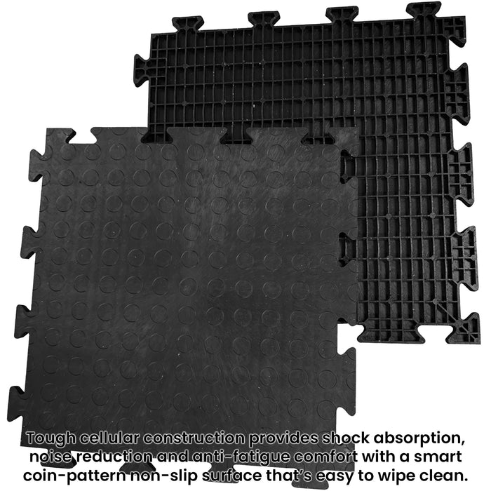 Coinect Garage Floor Tiles - 30 Pack Heavy Duty Interlocking PVC Black