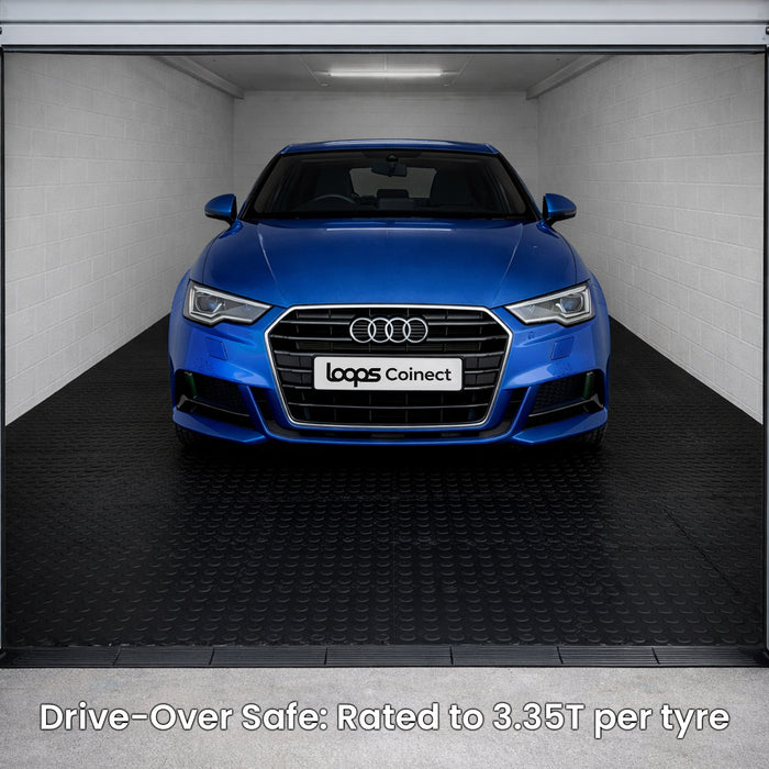 Coinect Garage Floor Tiles - 30 Pack Heavy Duty Interlocking PVC Black