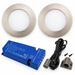 2x 24V Dimmable Aluminium Round Recessed LED Under Cabinet Light and Driver Kit, 3 White Colours