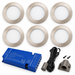 6x 24V Dimmable Aluminium Round Recessed LED Under Cabinet Light and Driver Kit, 3 White Colours