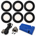 6x 24V Dimmable Black Round Recessed LED Under Cabinet Light and Driver Kit, 3 White Colours