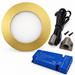 1x 24V Dimmable Brass Round Recessed LED Under Cabinet Light and Driver Kit, 3 White Colours