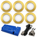 6x 24V Dimmable Brass Round Recessed LED Under Cabinet Light and Driver Kit, 3 White Colours
