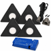 4x 24V Dimmable Black Triangle Surface Mounted LED Under Cabinet Light and Driver Kit, 3 White Colours