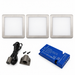 3x 24V Dimmable Aluminium Low Profile Square Surface Mounted LED Under Cabinet Light and Driver Kit, 3 White Colours