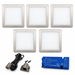 5x 24V Dimmable Aluminium Low Profile Square Surface Mounted LED Under Cabinet Light and Driver Kit, 3 White Colours