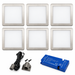 6x 24V Dimmable Aluminium Low Profile Square Surface Mounted LED Under Cabinet Light and Driver Kit, 3 White Colours