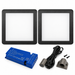 2x 24V Dimmable Black Low Profile Square Surface Mounted LED Under Cabinet Light and Driver Kit, 3 White Colours