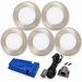 5x 24V Dimmable Aluminium Super Slim Round Surface Mounted LED Under Cabinet Light and Driver Kit, 3 White Colours
