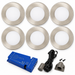 6x 24V Dimmable Aluminium Super Slim Round Surface Mounted LED Under Cabinet Light and Driver Kit, 3 White Colours