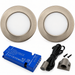 2x 24V Dimmable Aluminium Round Recessed LED Under Cabinet Light and Driver Kit, Warm White 3000K