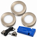 3x 24V Dimmable Aluminium Round Surface Mounted LED Under Cabinet Light and Driver Kit, Natural White 4000K