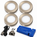4x 24V Dimmable Aluminium Round Surface Mounted LED Under Cabinet Light and Driver Kit, Warm White 3000K
