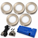 5x 24V Dimmable Aluminium Round Surface Mounted LED Under Cabinet Light and Driver Kit, Warm White 3000K