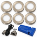 6x 24V Dimmable Aluminium Round Surface Mounted LED Under Cabinet Light and Driver Kit, Warm White 3000K
