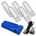 5x 24V Dimmable Aluminium 200mm Super Slim Rectangle Surface Mounted LED Under Cabinet Light and Driver Kit, Natural White 4000K
