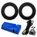 2x 24V Dimmable Black Super Slim Round Surface Mounted LED Under Cabinet Light and Driver Kit, Cool White 6000K