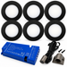 6x 24V Dimmable Black Super Slim Round Surface Mounted LED Under Cabinet Light and Driver Kit, Warm White 3000K