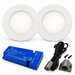 2x 24V Dimmable White Super Slim Round Surface Mounted LED Under Cabinet Light and Driver Kit, Cool White 6000K