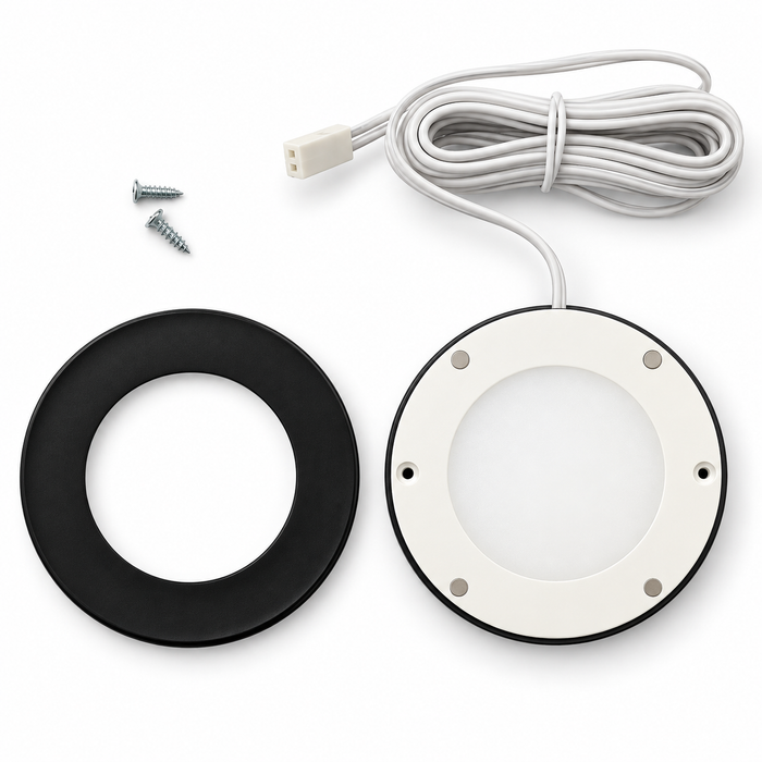 Black Super Slim Round Surface Mounted LED Under Cabinet Light detail
