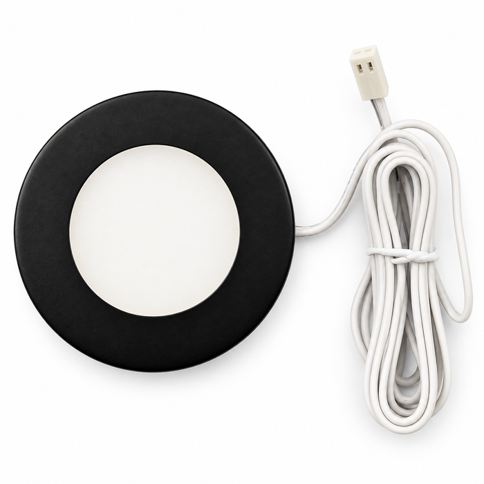 Black Super Slim Round Surface Mounted LED Under Cabinet Light detail