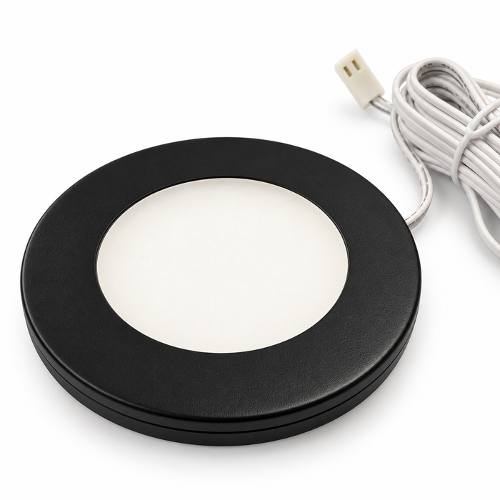 Black Super Slim Round Surface Mounted LED Under Cabinet Light detail