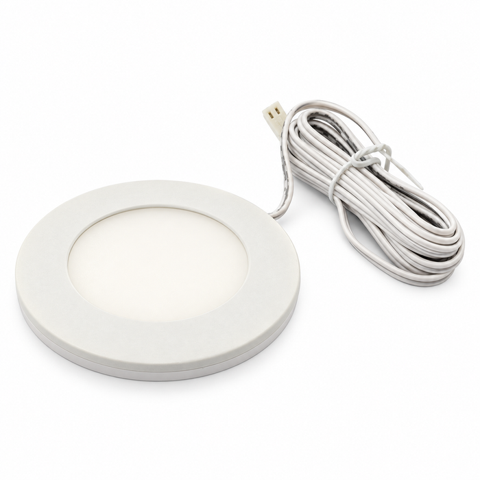 White Super Slim Round Surface Mounted LED Under Cabinet Light detail