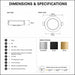Aluminium round recessed LED under cabinet light dimensions