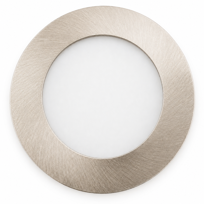 Aluminium round recessed LED under cabinet light detail