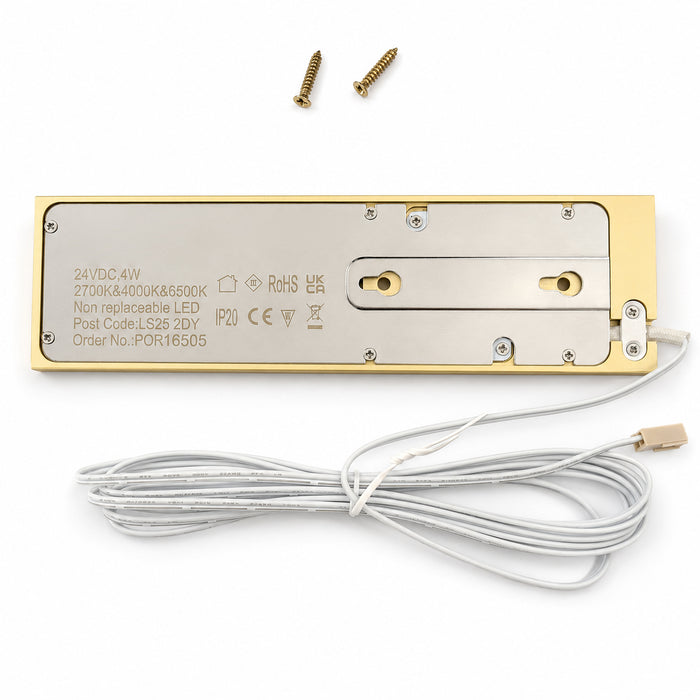 Brass 175mm Super Slim Rectangle Surface Mounted LED Under Cabinet Light detail