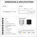 Black 200mm Super Slim Rectangle Surface Mounted LED Under Cabinet Light dimensions